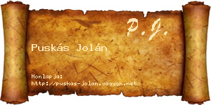 Puskás Jolán névjegykártya