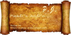 Puskás Jolán névjegykártya